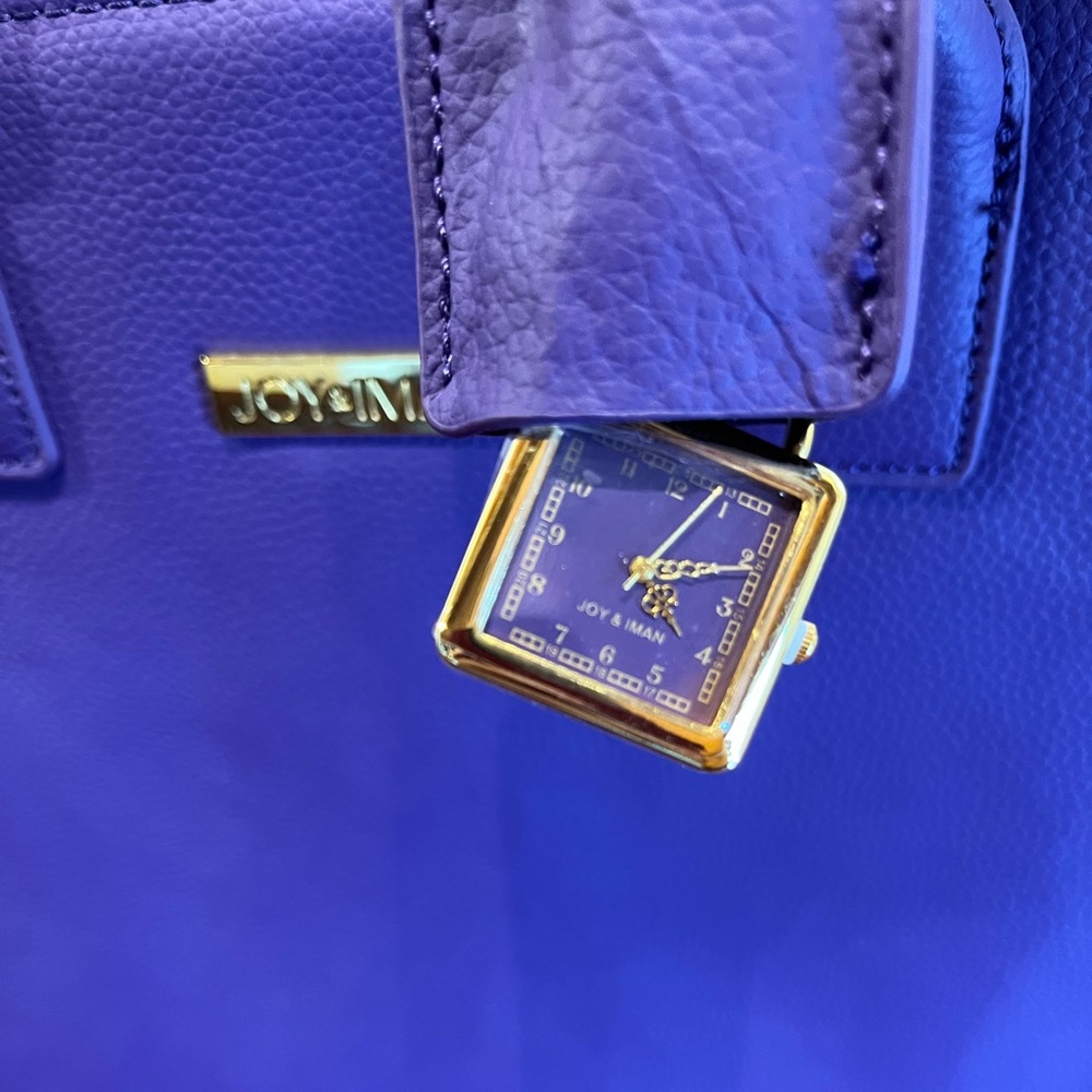 Joy & Iman Purple Leather Satchel Bag NWOT Classic - Picture 3 of 9